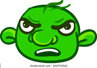 Angry head troll, illustration, vector on white background
