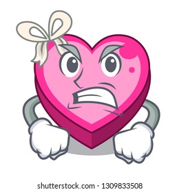 Angry heart box above wooden cartoon table