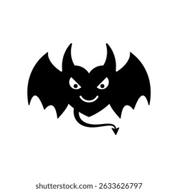 Angry heart with devil face with horns and wings. Vector illustration.
