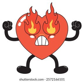 Angry Heart with eye Flames Illustration
