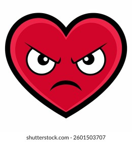 angry heart icon on white background