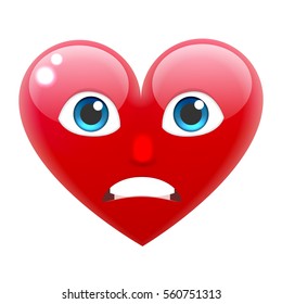 Angry Heart Smile Emoticon. Embarrassed Heart Emoji. For 14th of February. For Saint Valentine's Day. Isolated Vector Illustration on White Background