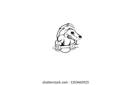 angry hedgehog with a stick