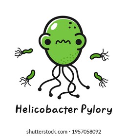 Angry helicobacter pylori bacteria. Vector hand drawn cartoon kawaii character illustration. Isolated on white background. Helicobacter pylori bacteria poster concept