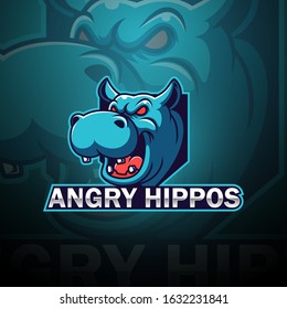 Angry hippos esport mascot logo design