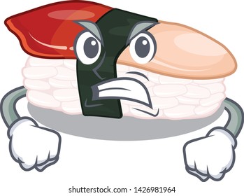 Angry hokkigai sushi in the mascot shape