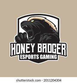 Angry Honey Badger Gaming Logo Design. Suit for gaming, logo or mascot design