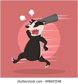 Angry Honey Badger Vector Illustration Design