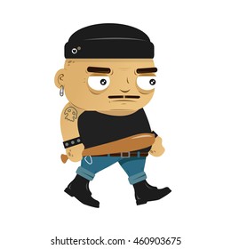 Angry hooligan punk with Baseball bat