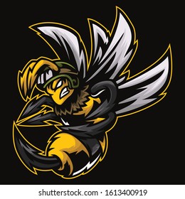 Angry Hornet Bee Army  Logo Template for e sport and sport mascot  isolated on dark background