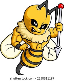 Angry hornet, wasp, or bee mascot of illustration