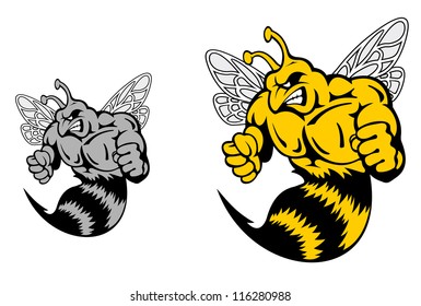 Angry hornet or yellow jacket mascot in cartoon style, such a logo template. Jpeg version also available in gallery