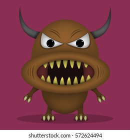 Angry horror monster for animation and comics with sharp teeth. Humor comic animal