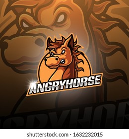 Angry horse esport mascot logo design