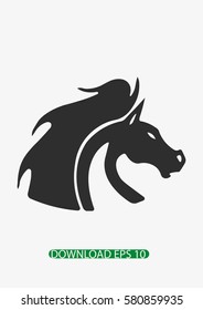 Angry horse face icon, Vector