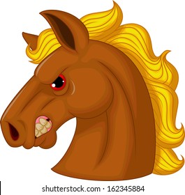 Angry horse head cartoon character