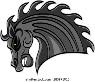 angry horse head mascot, vector illustration