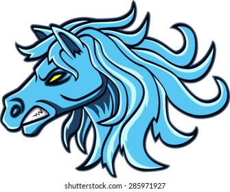 angry horse head mascot, vector illustration