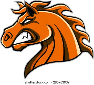 Angry Horse Head Mascot, Vector Illustration