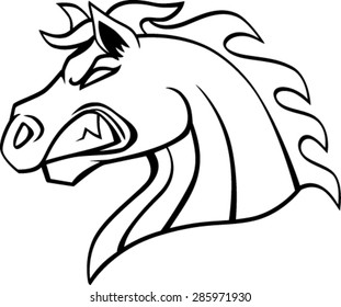 Angry Horse Head , Vector Illustration