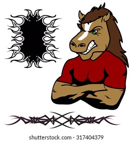 angry horse muscle cartoon set in vector fromat very easy to edit