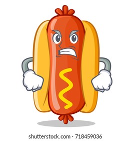 Angry Hot Dog Cartoon Character
