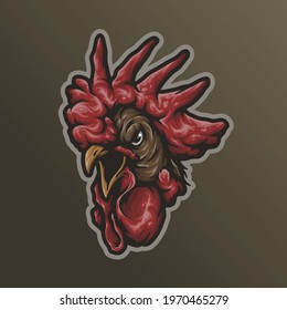 Angry Hot Rooster Head Mascot Vector Logo Illustration