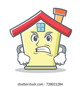 Angry house character cartoon style