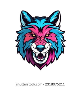 Angry howling wolf head hand drawn logo design illustration. Captivating and powerful symbol of strength and resilience