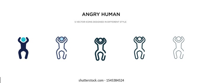 angry human icon in different style vector illustration. two colored and black angry human vector icons designed in filled, outline, line and stroke style can be used for web, mobile, ui