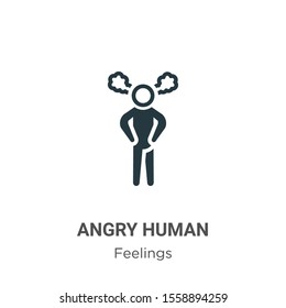 Angry human vector icon on white background. Flat vector angry human icon symbol sign from modern feelings collection for mobile concept and web apps design.