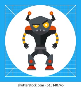 Angry Humanoid Robot Icon