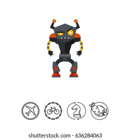 Angry Humanoid Robot Icon