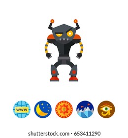 Angry Humanoid Robot Icon