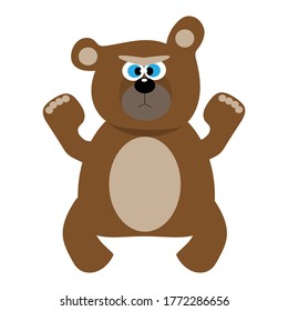 angry hungry bear standing in a fighting pose, on a light background