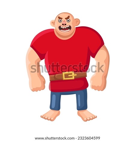 Angry, hungry giant character. Big man. Character for children's fairy tales. Jack and the Beanstalk. Vector illustration in cartoon style.
