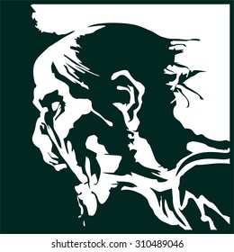 angry, hungry zombie head silhouette vector, undead