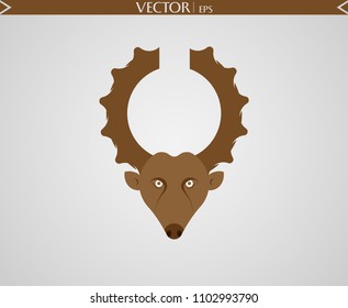 Angry Ibex Logo. Brown Logo. Vector Illustration icon