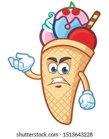 angry ice cream cone mascot character design