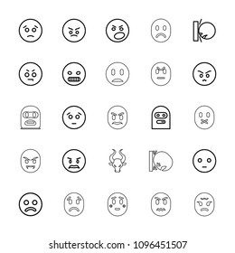 Angry icon. collection of 25 angry outline icons such as sad smiley, sad emot, bull. editable angry icons for web and mobile.