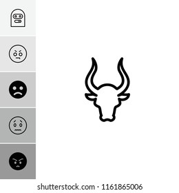 Angry icon. collection of 6 angry filled and outline icons such as sad smiley, bull, sad emot. editable angry icons for web and mobile.