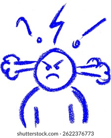 Angry Icon Crayon Chalk Drawing Vector
