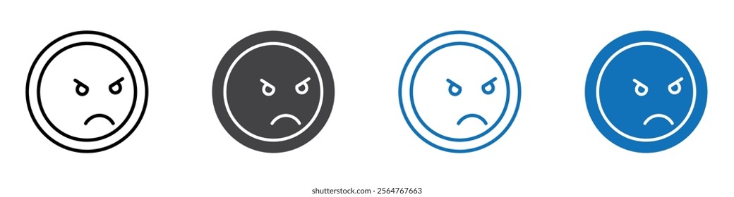 Angry icon flat editable icon mark set.