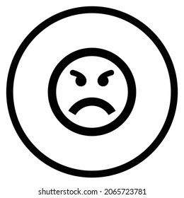 angry Icon. Flat style Circle Shape isolated on white background. Vector illustration