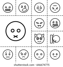 Angry icon. set of 13 outline angryicons such as sad emot, angry emot
