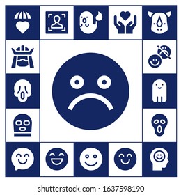 angry icon set. 17 filled angry icons.  Simple modern icons such as: Emotions, Samurai, Scream, Unhappy, Balaclava, Happiness, Ghost, Happy, Face, Emotion, Rhino