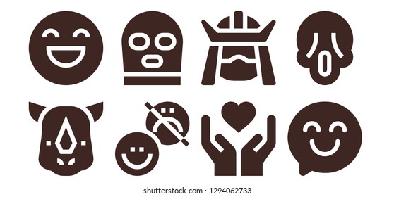  angry icon set. 8 filled angry icons. Simple modern icons about  - Rhino, Happy, Happiness, Balaclava, Emotion, Samurai, Scream