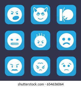 Angry icon. set of 9 filled angry icons such as sad emot