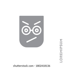 Angry icon vector. Furious Face Emoticon Icon Vector Illustration. Style. Gray on white background 