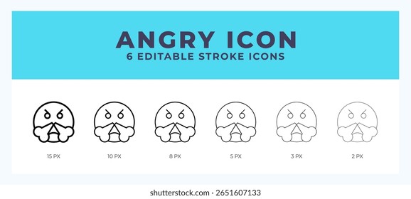 Angry icon vector illustration. With editable stroke for web. App and more.